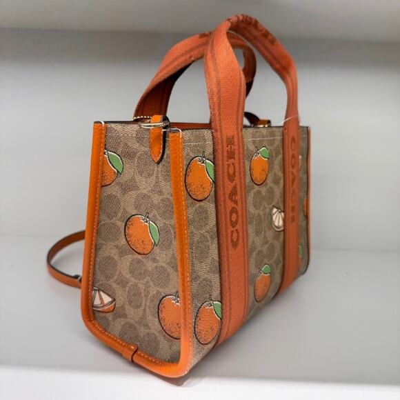 Last 1‼️Coach CAR81 Smith Tote Bag 24 Signature Canvas Orange Print - Picture 3 of 7